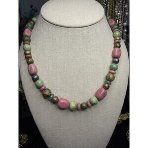 Carolyn Pollack Silver Rhodonite Necklace 9mm 17+4”